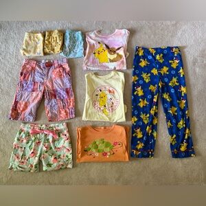 Set of Bright Colored Shirts & Bottoms w/ Pokemon Theme - Size M(7/8)